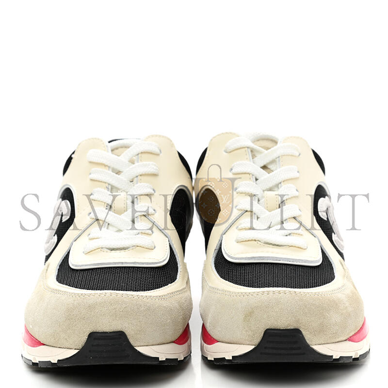 CHANEL SNEAKERS CALFSKIN, MESH & SUEDE CALFSKIN IVORY, BLACK & BEIGE G39066 Y55828 K4292